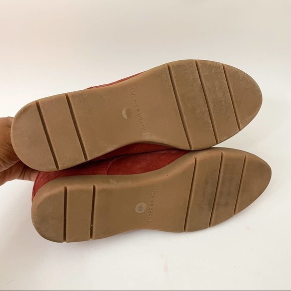 Lucky Brand Devvo Booties in Leather Maroon Orange size 7.5M - Picture 7 of 8